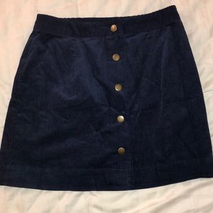 Dark blue corduroy button up skirt
